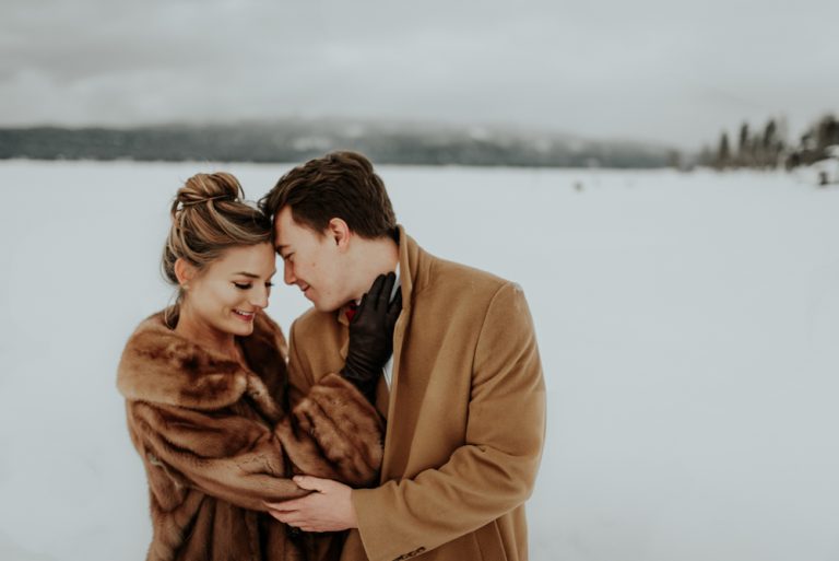Megan & Connor // Glam Winter Engagement Session // McCall Wedding Photographer