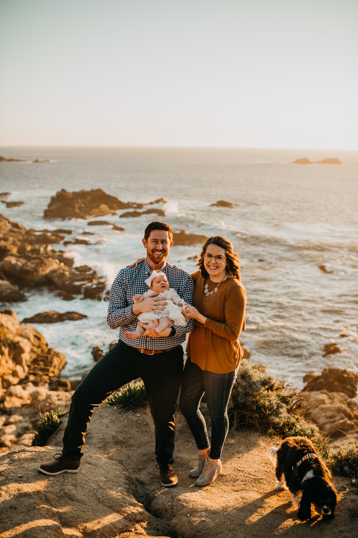 Big Sur Garrapata State Park Family Photos with a dog and newborn