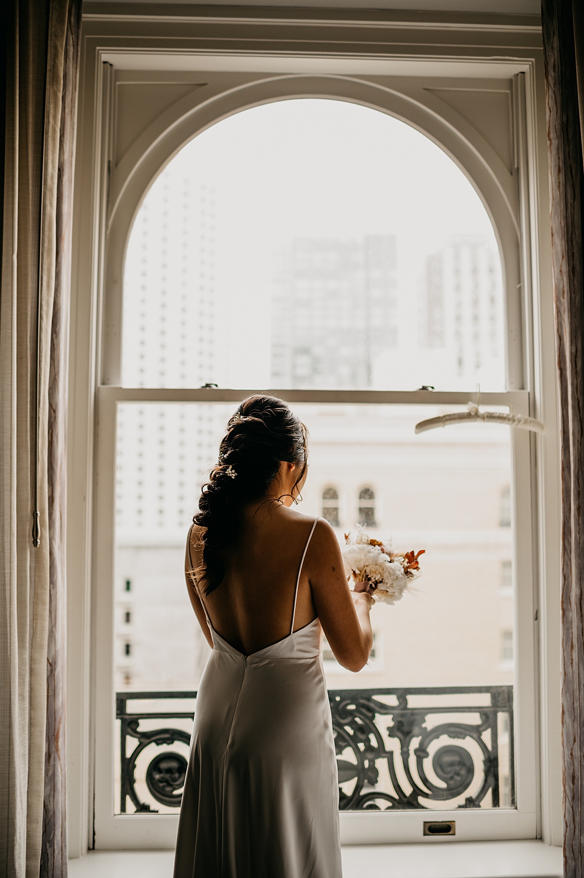 Bride gets ready at The Palace Hotel in San Francisco