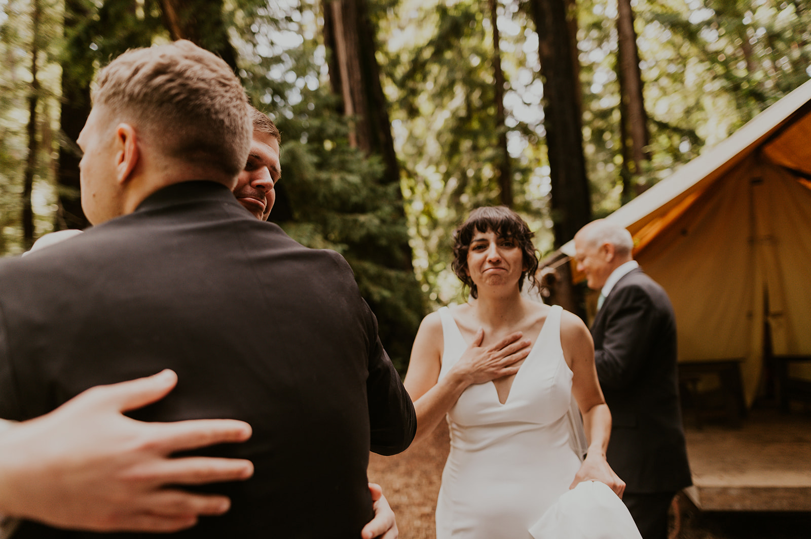Emotional candid wedding day moment in Big Sur