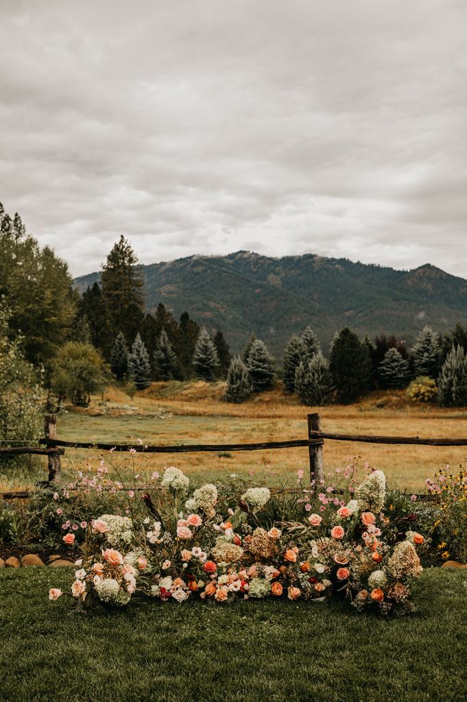 Wedding Ceremony flowers at the Sixty Chapel in Idaho