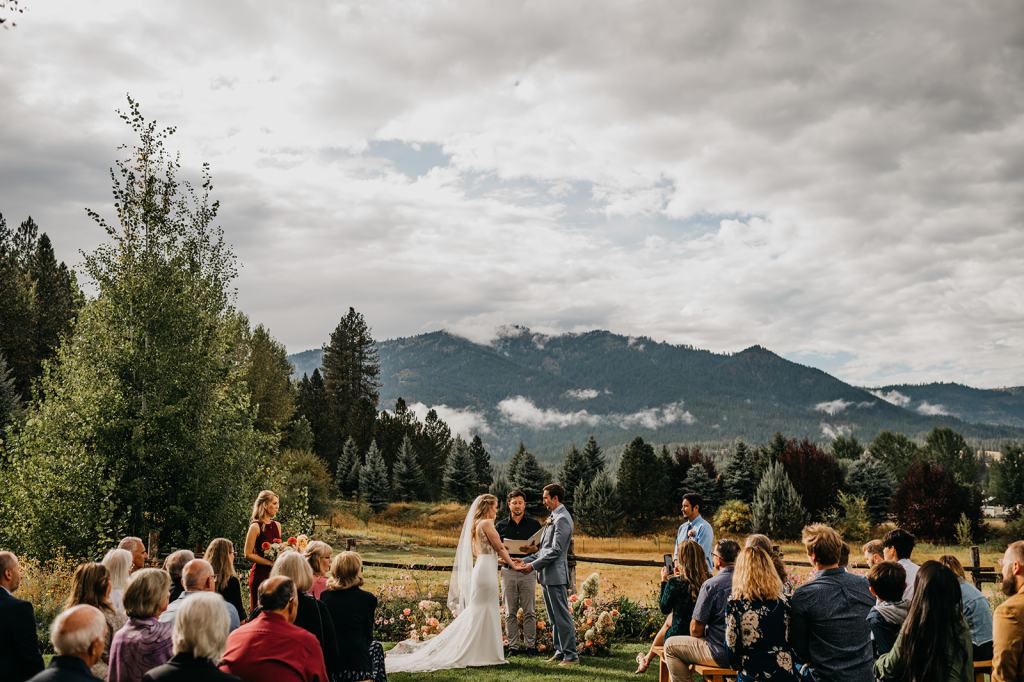 Gorgeous Outdoor Wedding Ceremony in the Rocky Mountains outside Boise Idaho at the Sixty Chapel