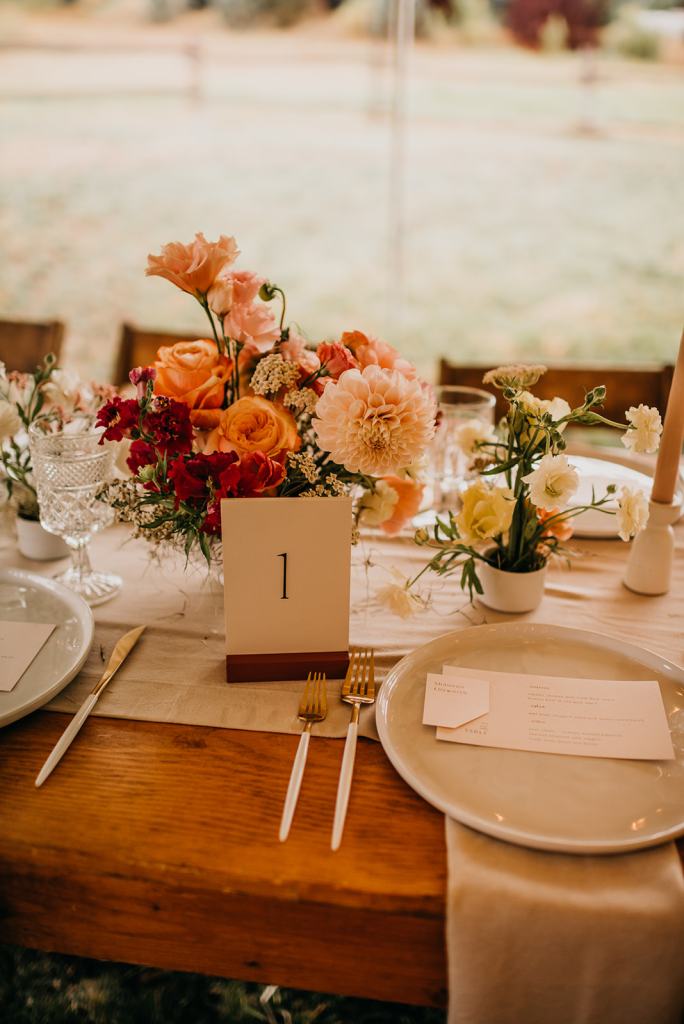 Modern Table Numbers at wedding tables