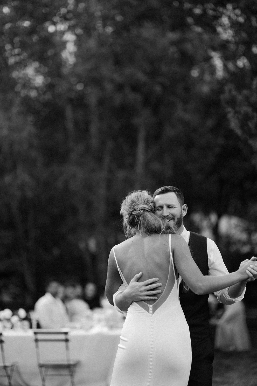 bride and groom first dance at their Stanley Idaho Elopement