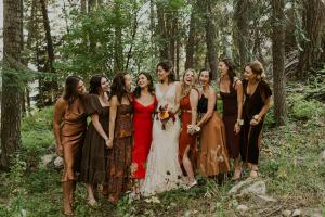 Fall Mismatched Bridesmaids Dresses in Burnt Orange and Rust