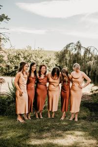 Rust Colored mis-matching bridesmaids dresses
