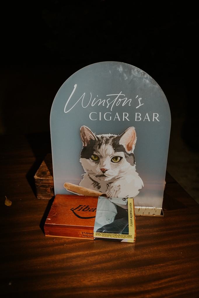 Cigar Bar Sign on the Beach Wedding