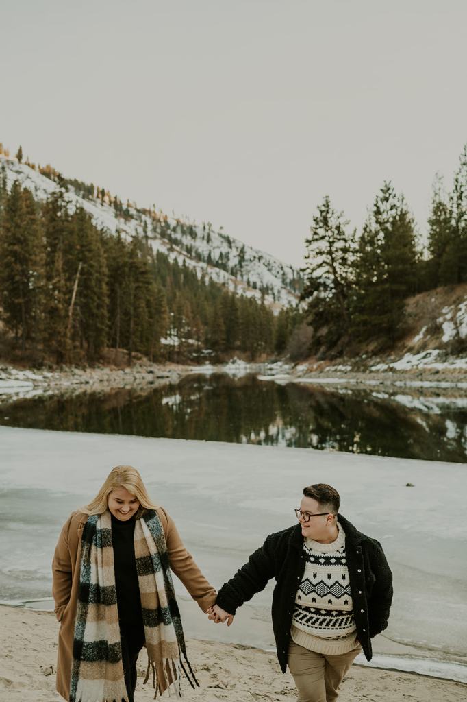 Wintery LGBTQ Engagement Photos in Idaho