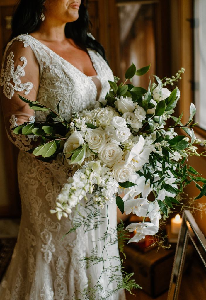 Oversize All White and Green Wedding Bridal Bouquet