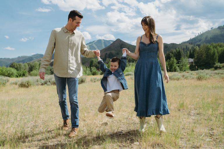 Sun Valley Resort Family Photos in Idaho with a view of Mt. Baldy