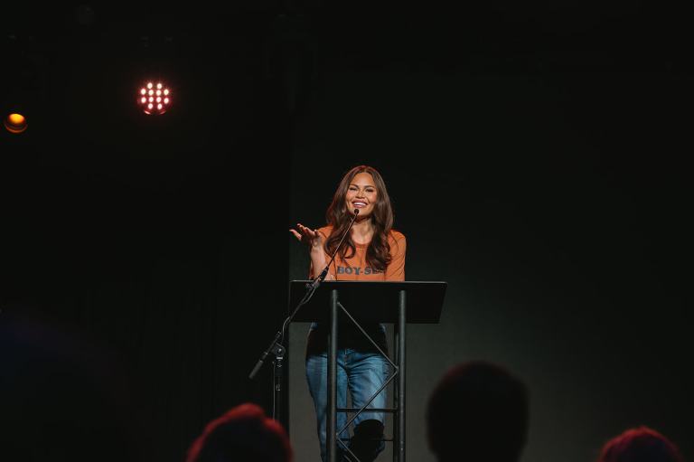Chrissy Teigen Speech in Boise Idaho for the Support Prop 1 Abortion Rally at Treefort Hall Boise Event Photographer